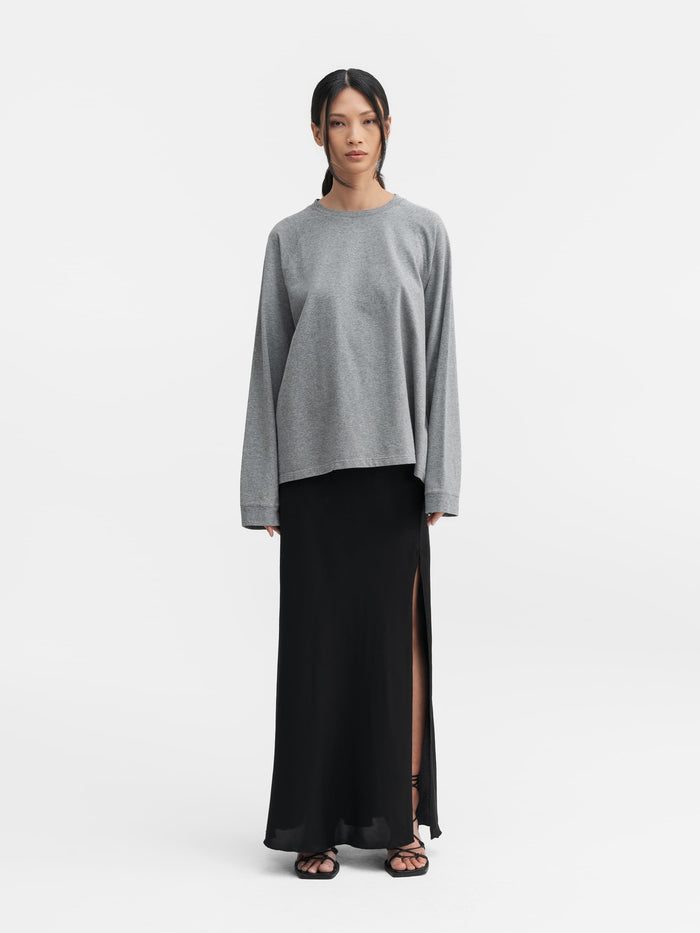 Ahlvar Thelma LS Cotton Tee Grey Melange