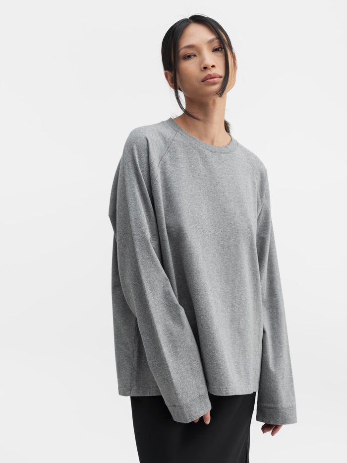 ahlvar Thelma LS cotton tee grey melange