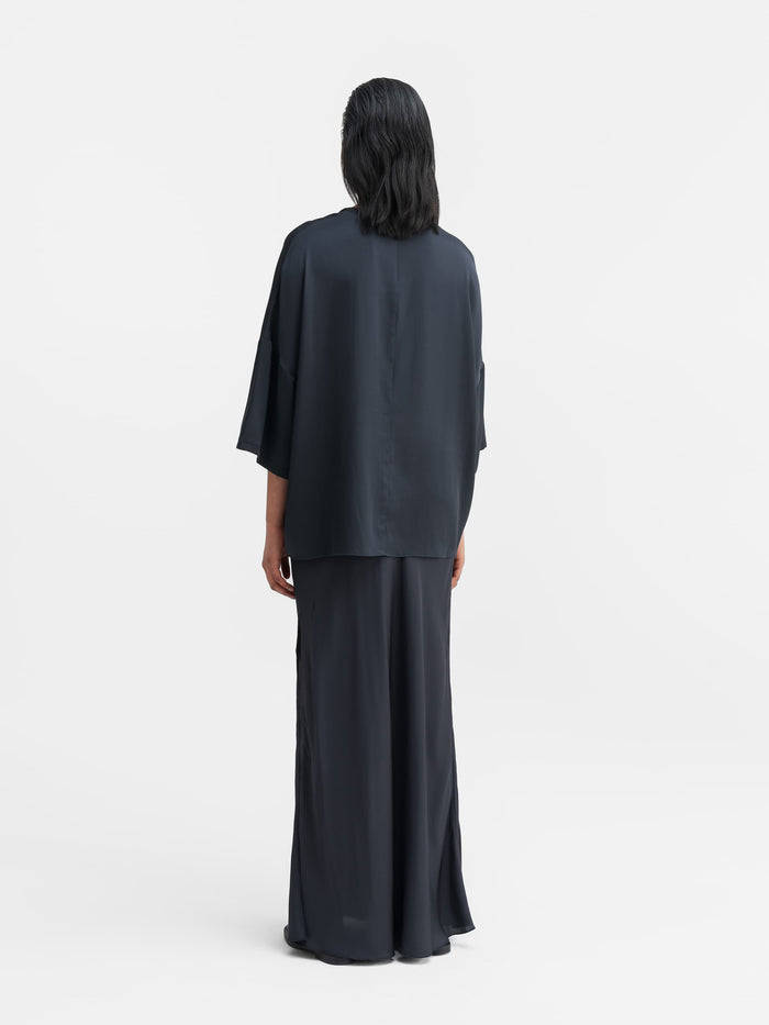 Ahlvar Thess Silk Tee Blue Grey