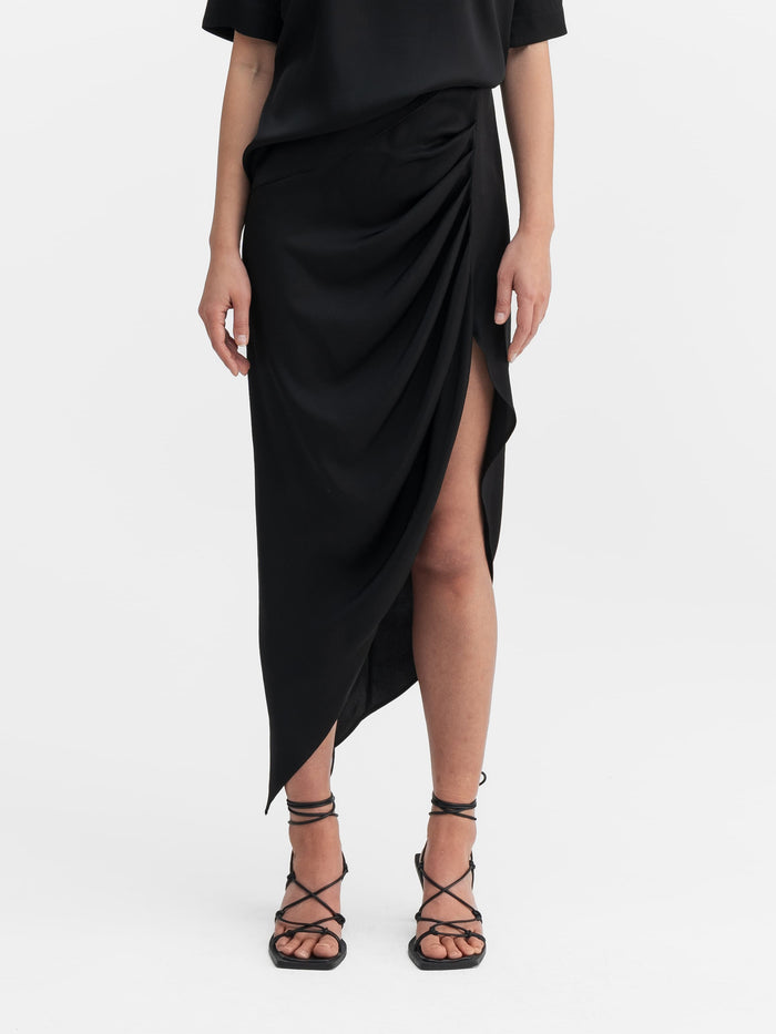 ahlvar Tilda silk skirt black