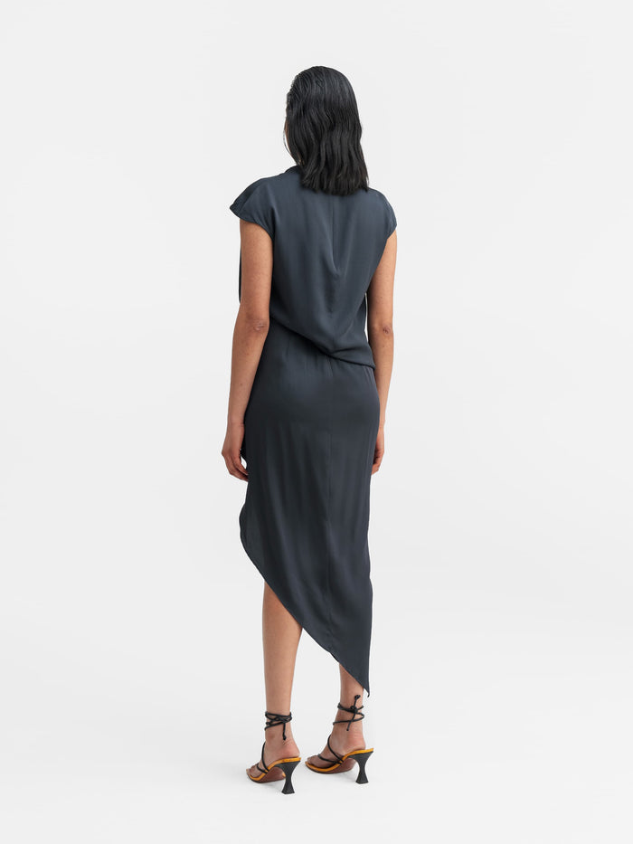 Ahlvar Tilda Silk Skirt Blue Grey