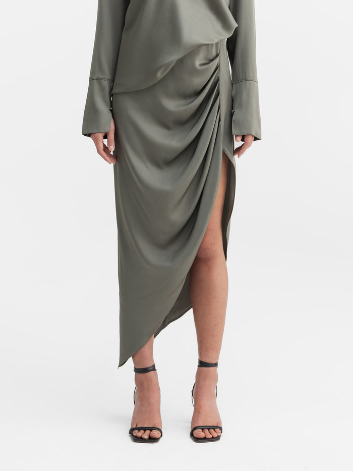 Ahlvar Tilda Silk Skirt Light Military