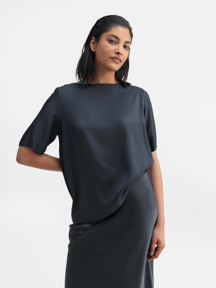 Ahlvar Yoli Silk Blouse Blue Grey