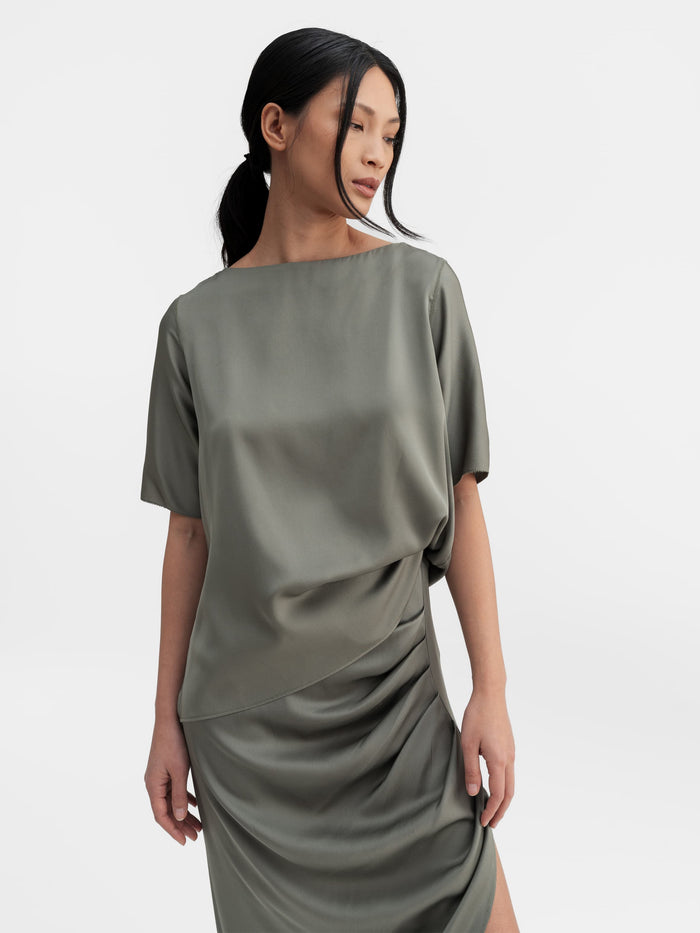 ahlvar Yoli silk blouse light military