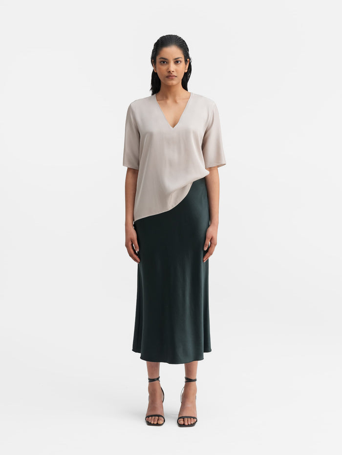 Ahlvar Yoli V-neck Silk Blouse Greige