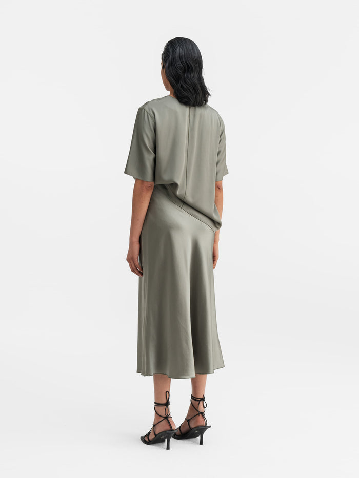 Ahlvar Yoli V-neck Silk Blouse Light Military