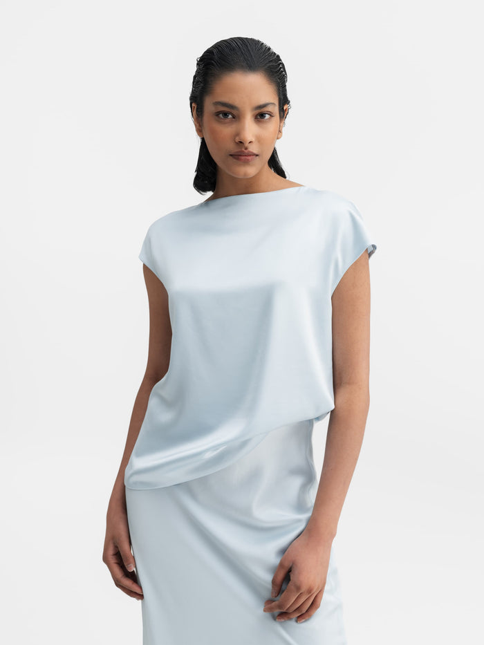 Ahlvar Yui Satin Top Sky Blue