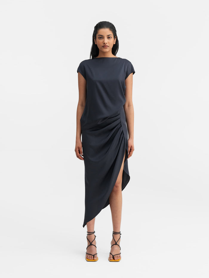 ahlvar Yui silk top blue grey