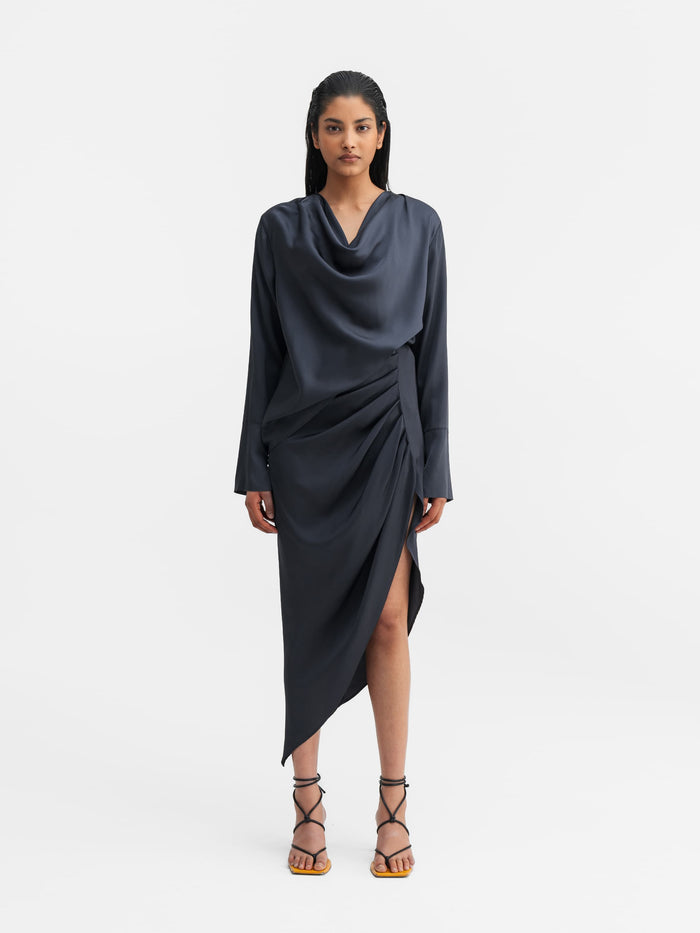 Ahlvar Zia Silk Blouse Blue Grey