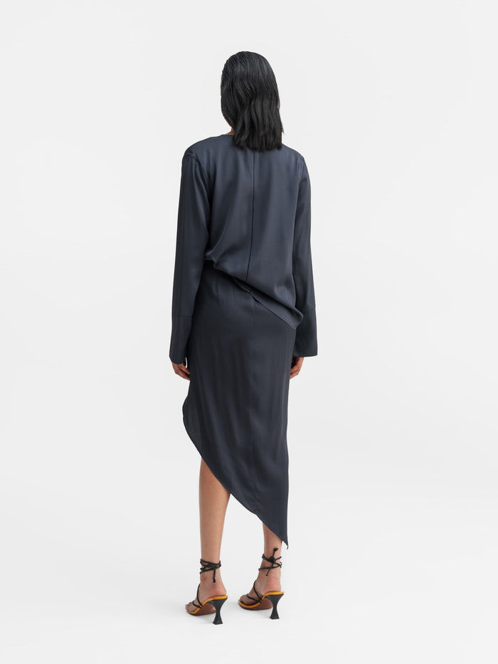 Ahlvar Zia Silk Blouse Blue Grey