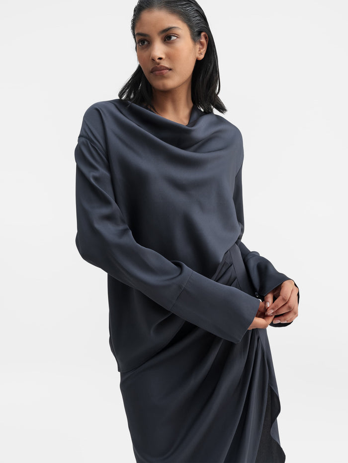 ahlvar Zia silk blouse blue grey