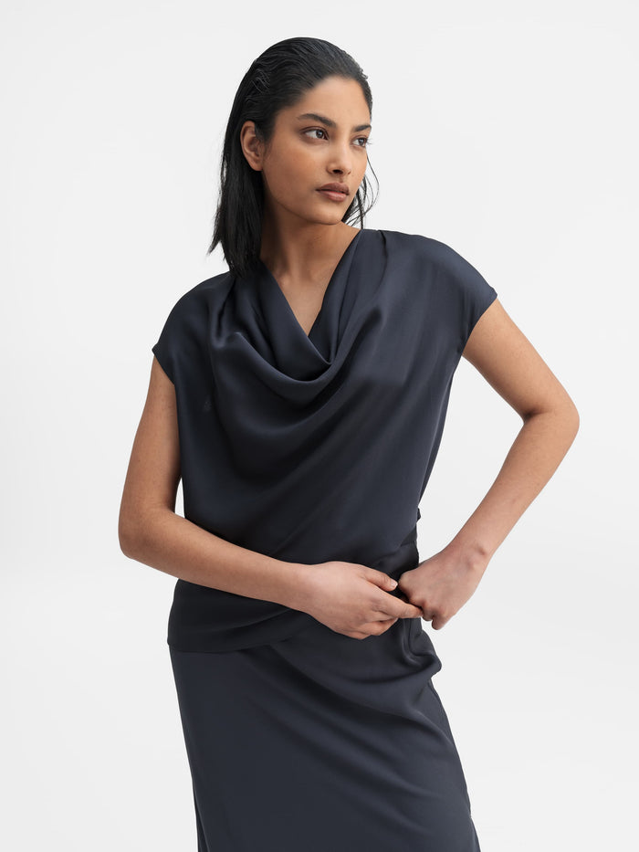 Ahlvar Zia Silk Top Blue Grey