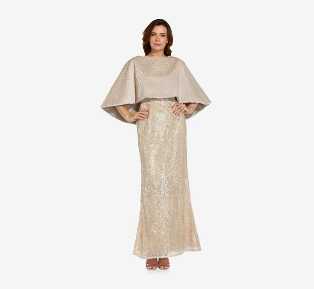 Aidan Mattox Faux Fur Cape In Marble