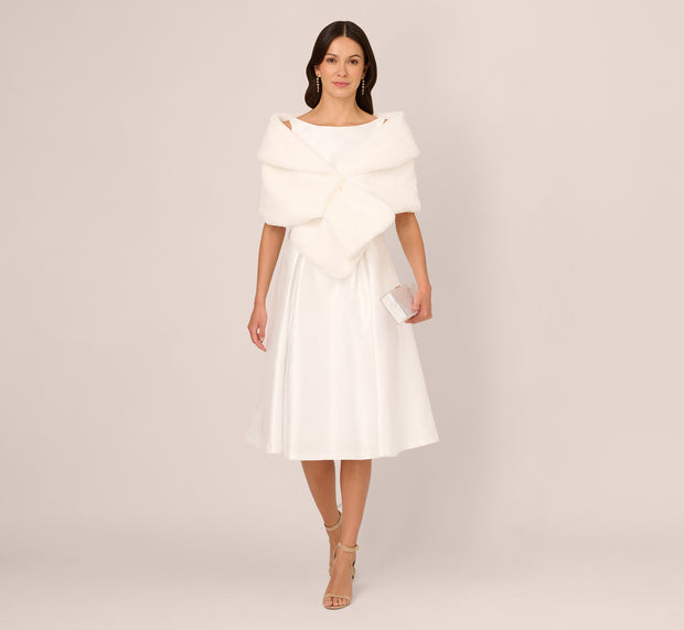 aidan mattox Faux Fur Wrap In Ivory