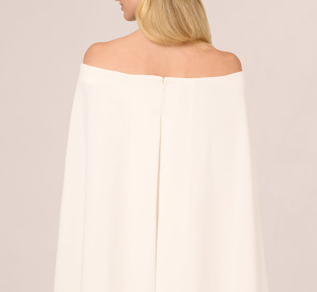 Aidan Mattox Off The Shoulder Cape Dress In Ivory
