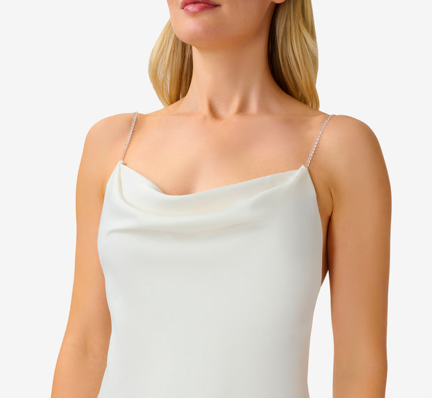 Aidan Mattox Satin Cowl Slip Gown In Ivory