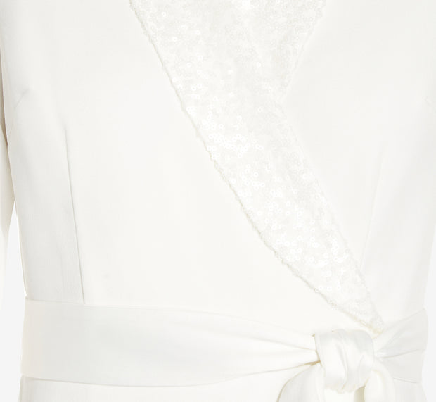 Aidan Mattox Sequin Collar Tuxedo Dress In Ivory