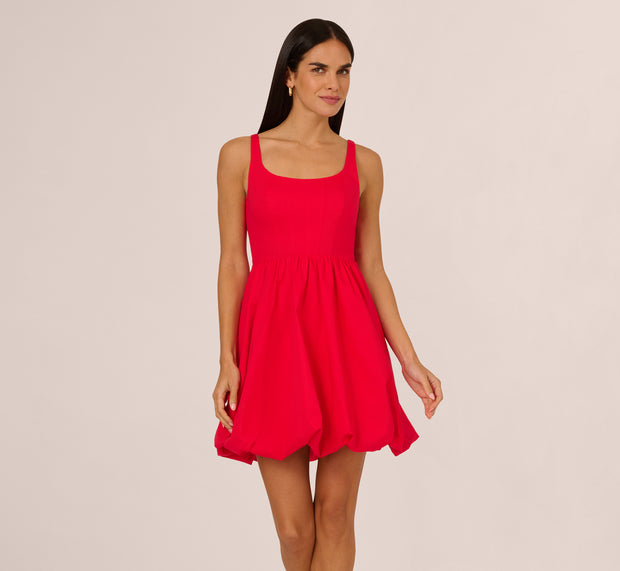 Aidan Mattox Square Neck Bubble Dress In Scarlet