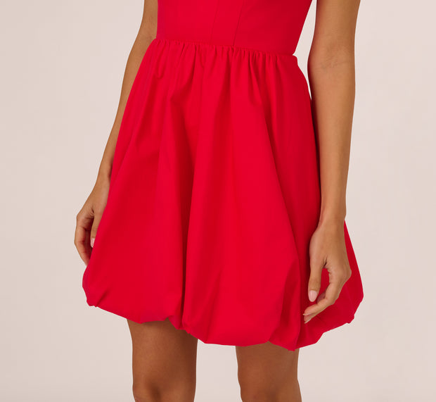 Aidan Mattox Square Neck Bubble Dress In Scarlet