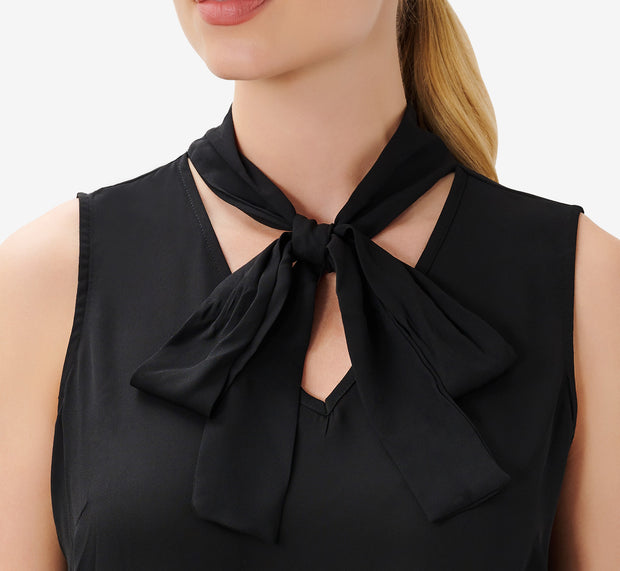 Aidan Mattox Tie-Neck Crepe Top In Black