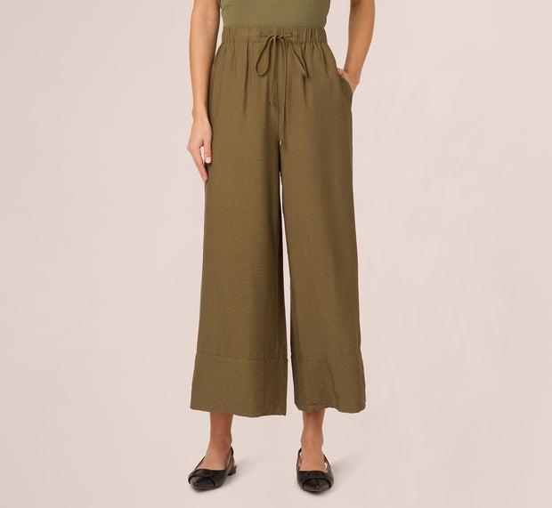 Aidan Mattox Wide Leg Drawstring Pant In New Green