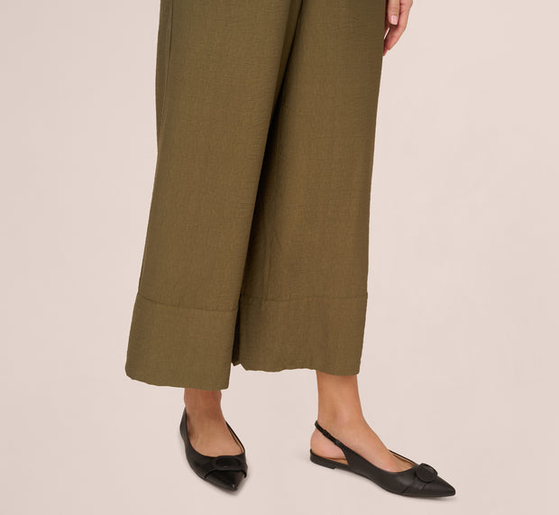 Aidan Mattox Wide Leg Drawstring Pant In New Green