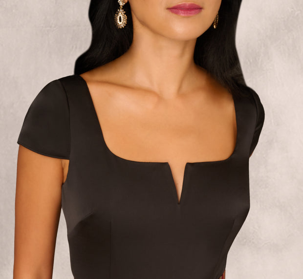 Aidan Mattox Combo Fabric Cap Sleeve Gown In Black Red Multi