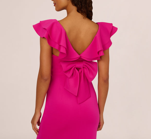 Aidan Mattox Flutter Sleeve Mermaid Gown In Fuchsia
