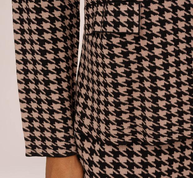 Aidan Mattox Houndstooth Blazer With Shawl Collar In Dusty Camel Soft Houndstooth
