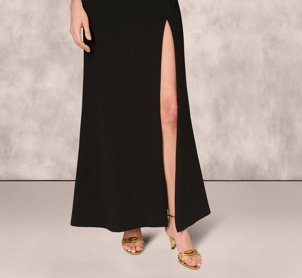 Aidan Mattox One Shoulder Pleated Detail Mermaid Gown In Black