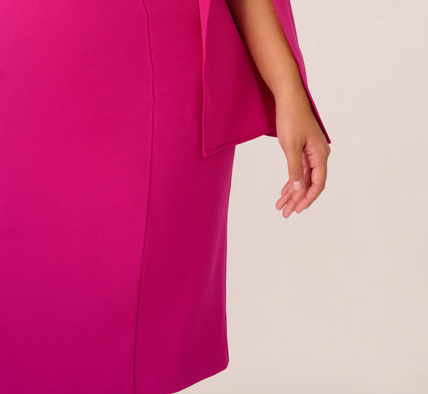 Aidan Mattox Plus Size Knit Crepe Jewel Short Dress In Berry Rose