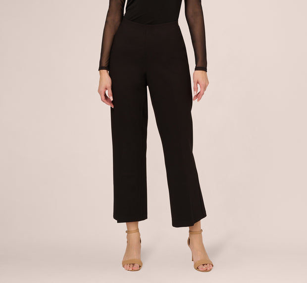 Aidan Mattox Ponte Knit Pull On Pant With Kick Flare Hem In Black