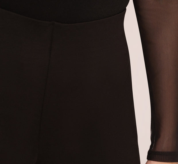 Aidan Mattox Ponte Knit Pull On Pant With Kick Flare Hem In Black