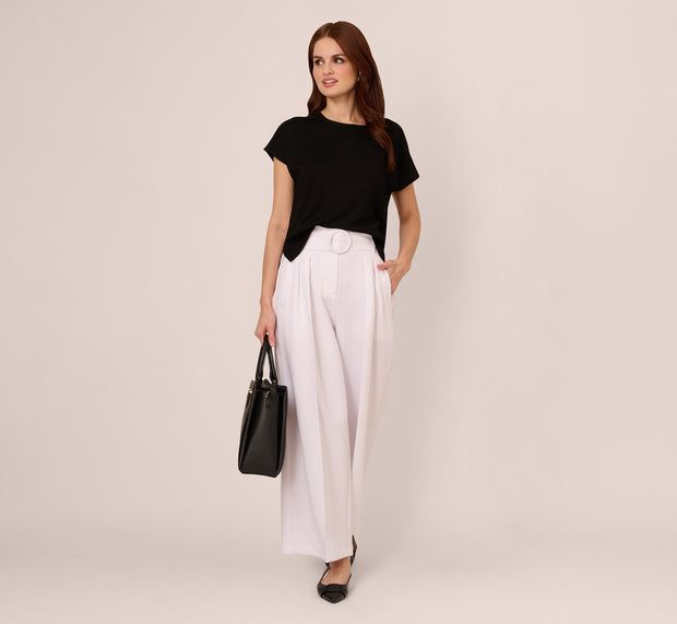 aidan mattox Short Sleeve Exposed Seam Pullover Sweater In Black