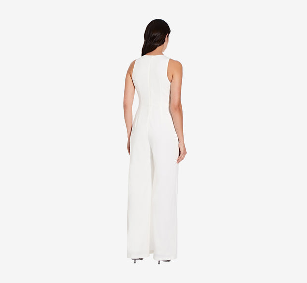Aidan Mattox Sleeveless Asymmetrical Jumpsuit In Ivory