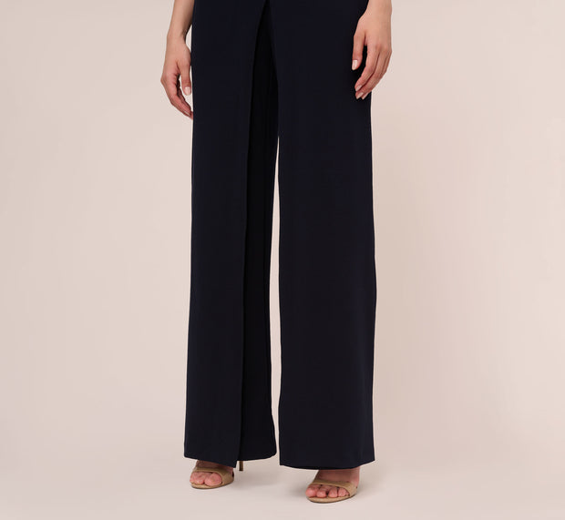 Aidan Mattox Sleeveless Asymmetrical Jumpsuit In Midnight