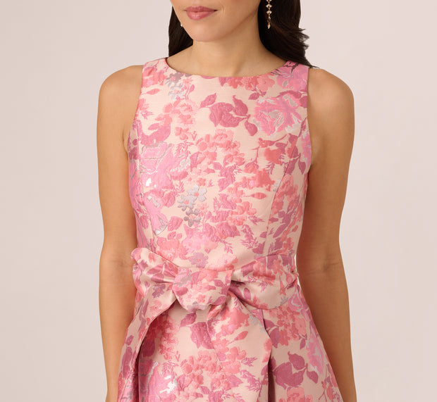 Aidan Mattox Sleeveless Floral Jacquard Fit And Flare Dress In Pink Multi