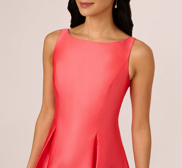 Aidan Mattox Sleeveless Mikado Fit And Flare Midi Dress With V-Back In Desert Flowe