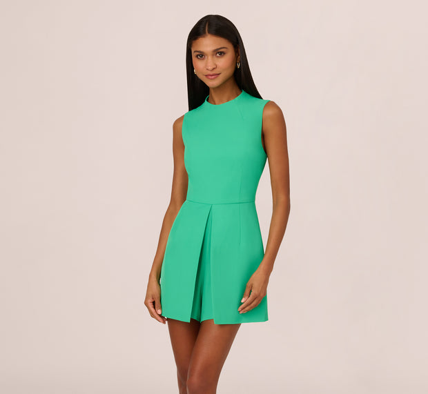 Aidan Mattox Sleeveless Romper With Peplum Hem In Flora Green