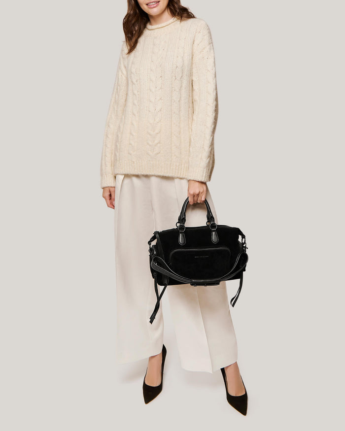 Aimee Kestenberg Away We Go Satchel Black Suede