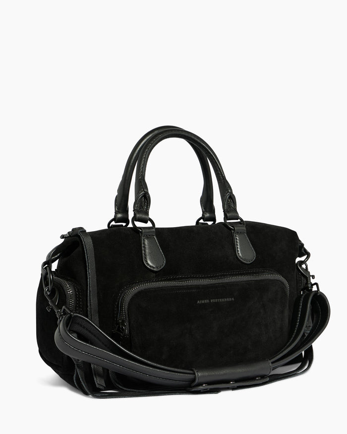 Aimee Kestenberg Away We Go Satchel Black Suede