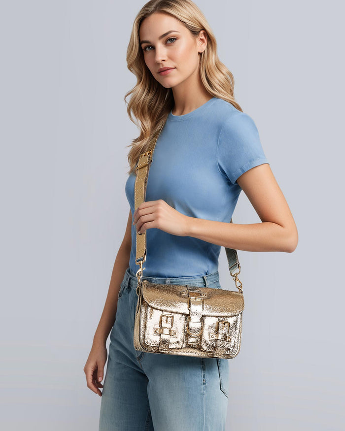 Aimee Kestenberg Saddle-Up Crossbody Crinkled Gold