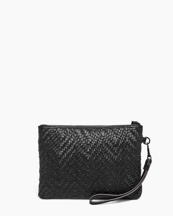 Aimee Kestenberg Woven Wristlet Pouch Black Woven