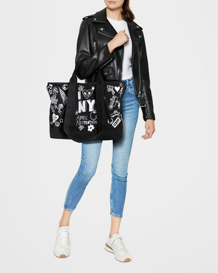 Aimee Kestenberg AK X ISCREAMCOLOUR Be Your Own Muse Tote Black And White Print
