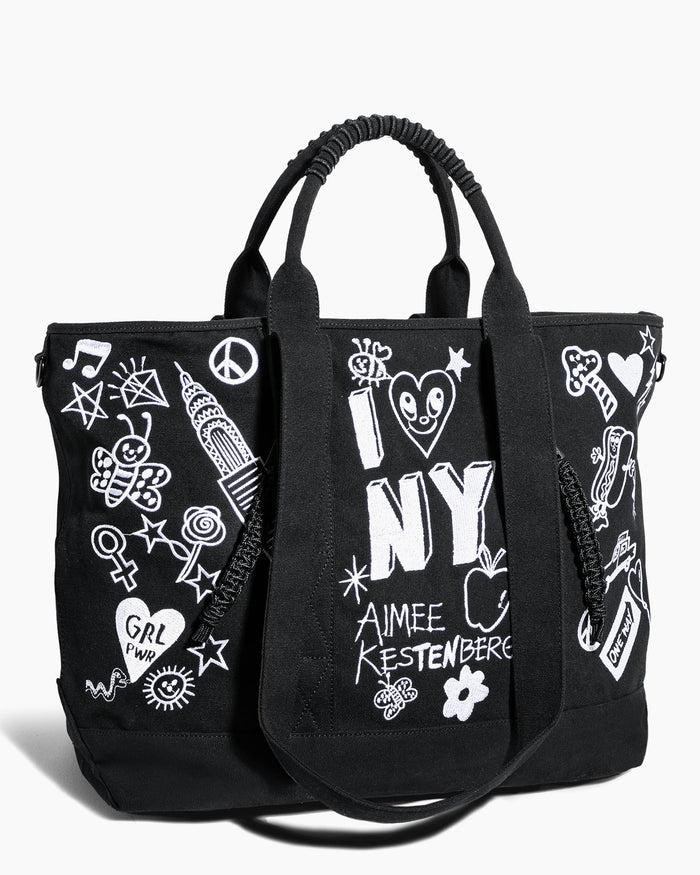 Aimee Kestenberg AK X ISCREAMCOLOUR Be Your Own Muse Tote Black And White Print