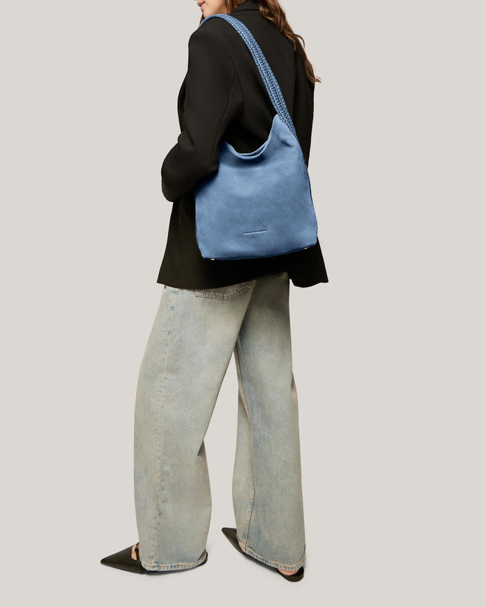 Aimee Kestenberg All For Love Bucket Shoulder Bag Elemental Blue Suede