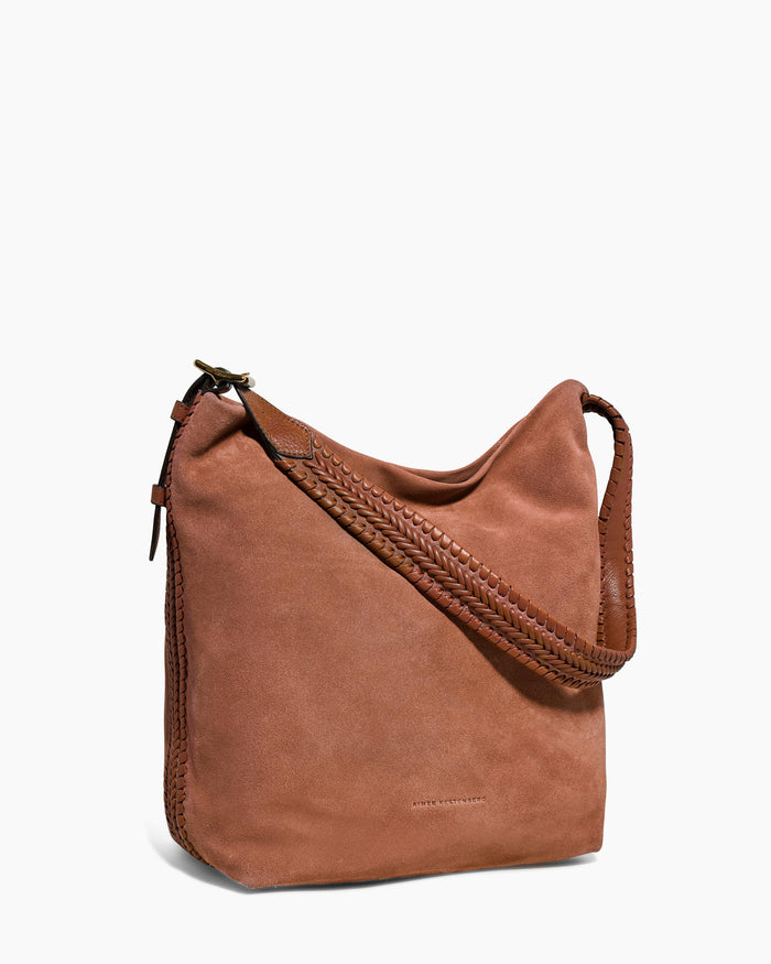 Aimee Kestenberg All For Love Bucket Shoulder Bag Nutshell Suede