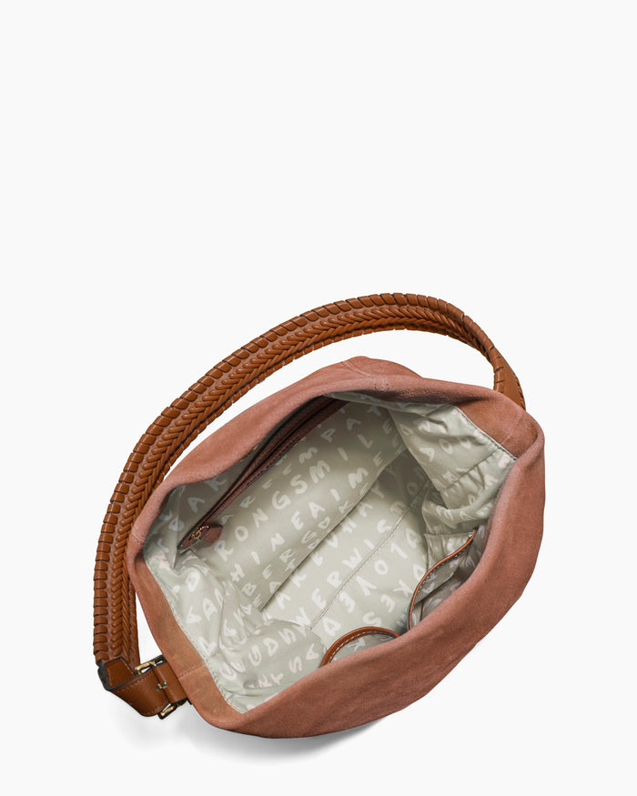 Aimee Kestenberg All For Love Bucket Shoulder Bag Nutshell Suede