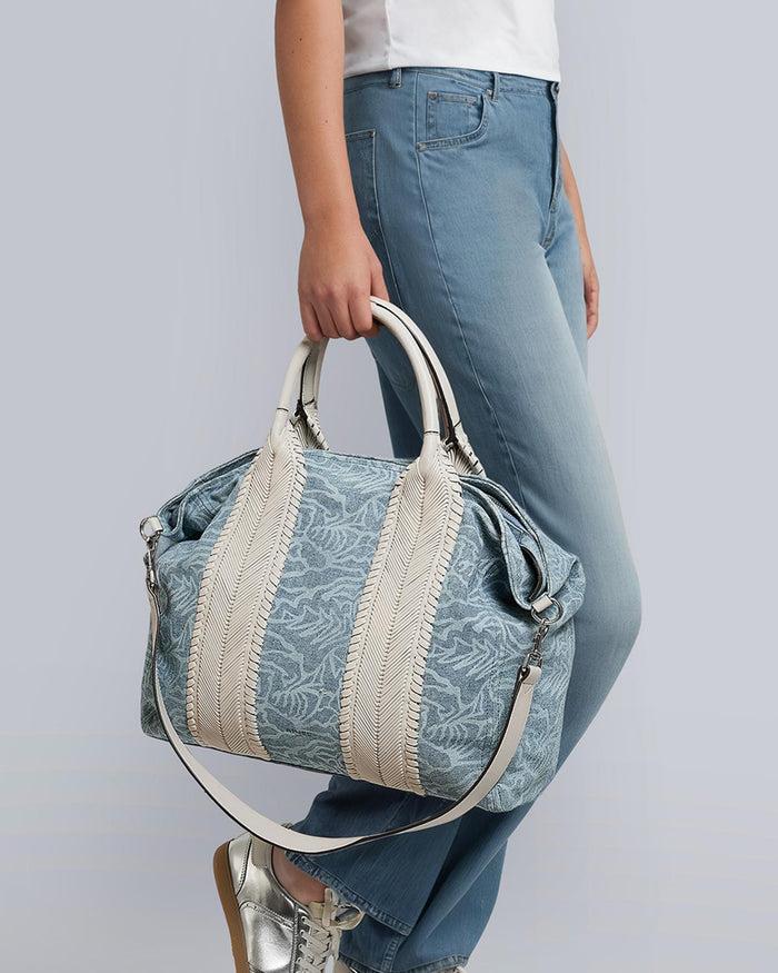 aimee Kestenberg All For Love Convertible Top Zip Tote Denim Garden