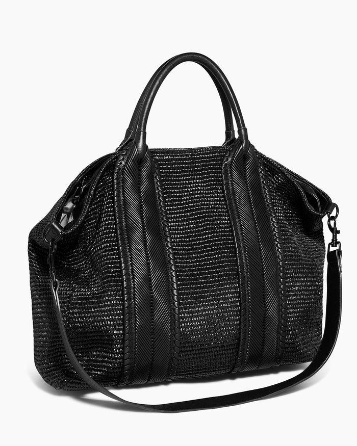 Aimee Kestenberg All For Love Convertible Zip Top Tote Black Raffia